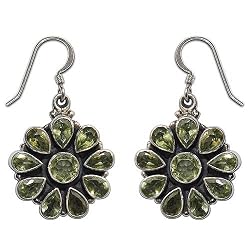 Peridot Earrings Silver Jewelry from India 1.5 inches (erg035)