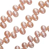 Pink Mauve Freshwater Cultured Oval Pearls Top Drill 7 X 6mm 15 Inch Strand