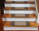 Carpet Stair Treads - Black and Beige Scroll Border