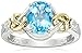Amazon Collection Sterling Silver and 14k Yellow Gold Diamond and Swiss Blue Topaz Love Knot Ring