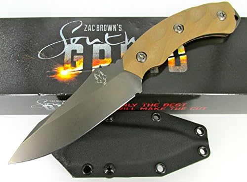 Southern Grind Jackal Fixed Blade Knife Gunmetal Black Blade Tan G10 Handle