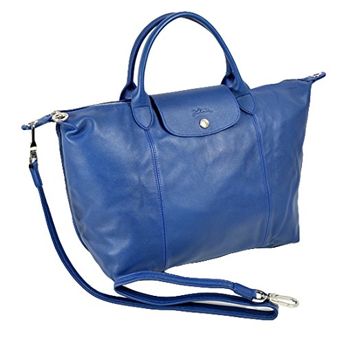 LONG CHAMP ロンシャン トートバッグ ハンドバッグ ル プリアージュ キュイール M 折りたたみ レザー ブルー 1515 737 127 画像