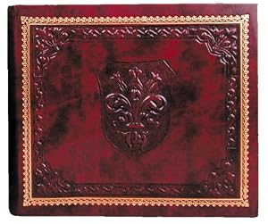 Medici Italian Leather Photo Album / Wedding Album / Scrapbook, Ivory Sheets, Embossed Art, 8.5x7"