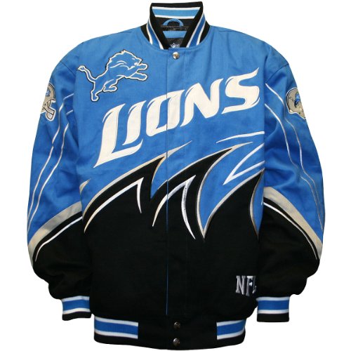 NFL Men's Detroit Lions Slash Jacket (Honolulu Blue/Black, Large)