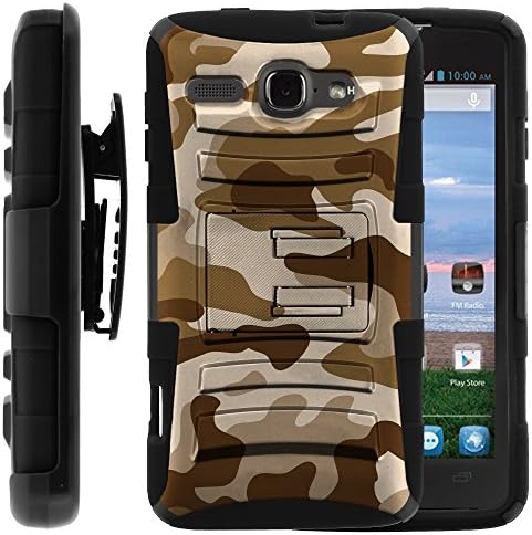 Alcatel One Touch Sonic LTE Case, Alcatel One Touch Sonic LTE Holster, Two Layer Hybrid Armor Hard Cover with Built in Kickstand for Alcatel OneTouch Sonic LTE A851L from MINITURTLE | Includes Screen Protector - Brown Camouflage