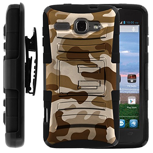 Alcatel One Touch Sonic LTE Case, Alcatel One Touch Sonic LTE Holster, Two Layer Hybrid Armor Hard Cover with Built in Kickstand for Alcatel OneTouch Sonic LTE A851L from MINITURTLE | Includes Screen Protector - Brown Camouflage