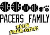 16" x 6.75" Pacers Basketball Family Vinyl Sticker Decal [Die-cut, White] + with Free Basketball Pencil