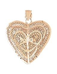 CleverEves 14K Gold Pendant 3-D Filigree Heart 12 - Gram(s)