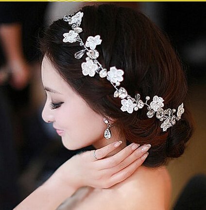 Crystal diamond bride bridal wedding hair head band wear pearl rh…