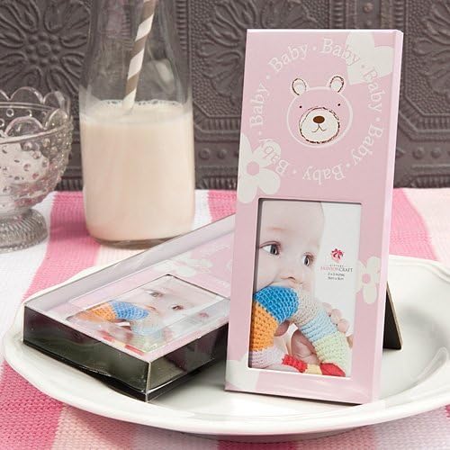 Baby girl themed teddy bear frame [SET OF 12] by FashionCraft Wedding Favors