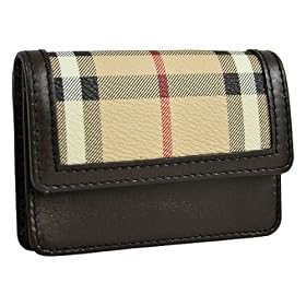 Burberry Small PVC Coated Check Canvas Brown Leather Card and Coin Pouch 3206950