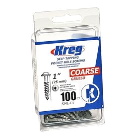 Kreg SML-C1-100 Pocket Screws - 1-Inch, #8 Coarse, Washer-Head, 100ct: Home Improvement