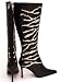 Women's Colin Stuart Leather Zebra Boots, 6M, Black