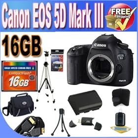 Canon EOS 5D Mark III 22.3 MP Full Frame CMOS Digital SLR Camera + Extended Life Battery + 16GB CF Memory Card + USB Card Reader + Memory Card Wallet + Deluxe Case w/Strap + Shock Proof Deluxe Case + Mini HDMI to HDMI Cable + Professional Full Size Tripod + Accessory Saver Bundle!