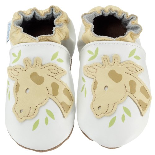 Robeez Infant/Toddler Giraffe Soft Sole Crib Shoe,White,6-12 Months (US Toddler 2.5-4 M)
