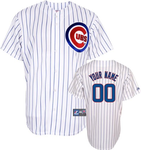 MLB Men's Chicago Cubs Replica Jersey Personalized (White/Royal Blue Pinstripe, 36/Small)