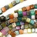 Gemstone Cube Bead Mix 4 x 4mm Beads /15.5 Inch Strand
