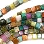 Gemstone Cube Bead Mix 4 x 4mm Beads /15.5 Inch Strand