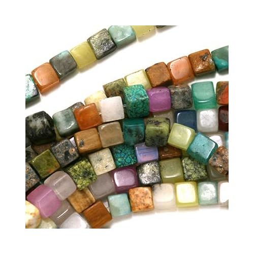 Gemstone Cube Bead Mix 4 X 4mm Beads /15.5 Inch Strand