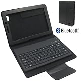 Light weight, Quiet Keystroke, Dust-proof Mobile Portable Bluetooth Keyboard with Leather Case Cover, Back Cover Case and Display Stand for 7.7