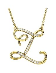 14K Yellow Gold Diamond Initial Necklace "Z" -- LIFETIME WARRANTY