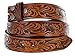 Western Embossed Tooled Brown Leather Belt Strap w/ Snaps for Interchangeable Buckles