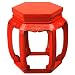 EXP Handmade 21" Red Wood Hexagon Barrel Accent / End Table With Carved Open Leg Design