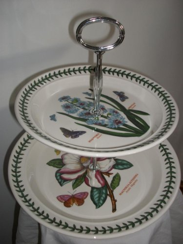 Portmeirion Bespoke 2 Tier Botanic Garden Cake Stand - Magnolia and Eastern Hyacinth
