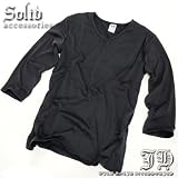 [f40]七分袖/VネックTシャツ/メンズ＆レディース7分袖[チャコール/灰色]細身/タイト