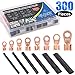 Glarks 300Pcs Open Barrel Wire Crimp Copper Ring Lugs Wire Crimp Terminal Connectors OT 5A 10A 20A 30A 40A 50A 60A 100A with Heat Shrink Tubing Assortment Kit for Auto Car Battery Cable Connector