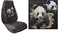 Car Truck SUV Panda Bear Print Seat Covers 2 Charcoal Grey Universal Vehicle Bucket Seatcovers