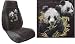 Car Truck SUV Panda Bear Print Seat Covers 2 Charcoal Grey Universal Vehicle Bucket Seatcovers Image