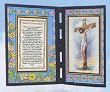 Crucifixion with 23rd Psalm Stained Glass Plaque in English or Spanish, 10" x 7" - MADE IN ITALY