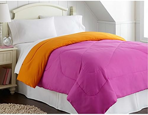 Lightweight, Soft Reversible Bed Comforter Twin, Full Size, Bright Colors (Pink/Orange, Full)
