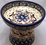 Polish Pottery Raised Cat Small Dog Dry Food Dish or Water Bowl – Signature Limited Edition BB Robin