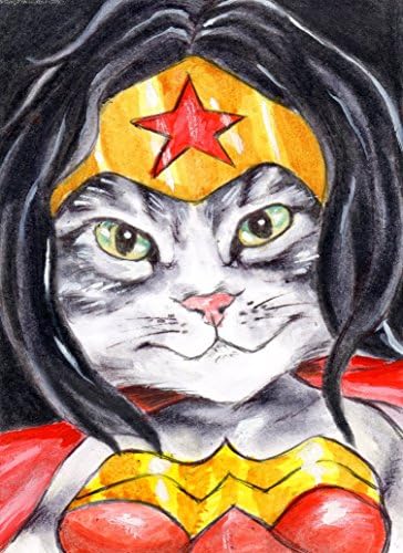 Original Cat Illustration Art - ACEO - 2.5" x 3.5" - Original Drawing - Painting - Costume - Tabby - Kitten