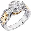Two Tone Designer Style Diamond Engagement Ring (Center stone is not included)