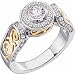 Two Tone Designer Style Diamond Engagement Ring (Center stone is not included)
