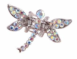 Hair Clip - H84 - Crystal Dragonfly - Med Size (1-3/4" x 1-1/4") ~ Clear AB Iridescent (ap)
