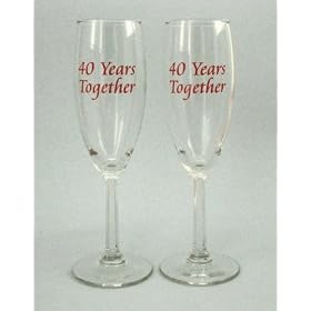 40th Anniversary Champagne Glasses - 40th Anniversary Gift - Made in USA