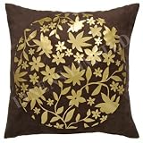 Floral Circle Cushion Cover (Chocolate / Gold)