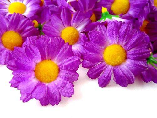 (24) Silk Violet Gerbera Daisy Flower Heads , Gerber Daisies - 1.75
