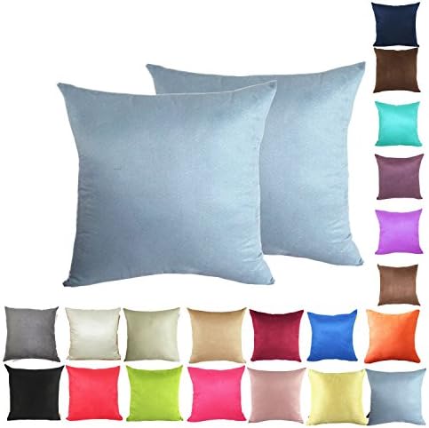 Yoovimin ® 2pc Suede Chamois Color Cotton Decorative Pillowcase Cushion Cover for Sofa Throw Pillow Case Available in 20 Colors & 7 Sizes (30cmx45cm, Light Blue)
