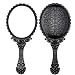 AKOAK 1 Pack Creative Retro Pattern Handle Makeup Mirror Portable Carry-on Lace Mirror Hand-held Mirror Makeup Tool (Black)