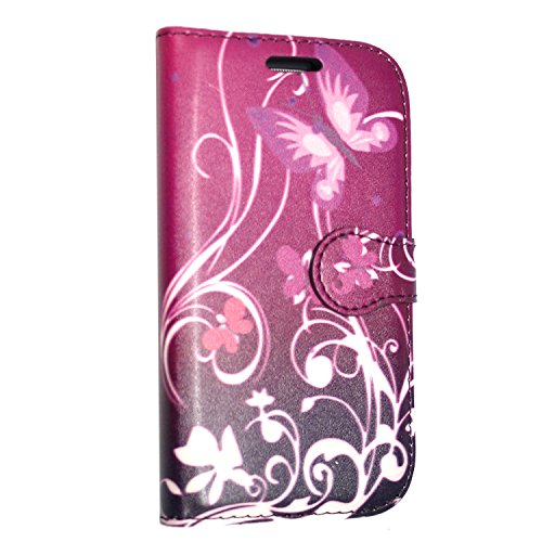  SAMSUNG GALAXY A3 PU LEATHER MAGNETIC FLIP CASE COVER POUCH+STYLUS (Purple Butterfly Book)