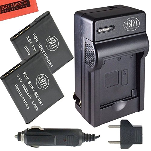 BM Premium 2-Pack of NP-BN1 Batteries and Battery Charger Kit For Sony CyberShot DSC-QX10, DSC-QX30, DSC-QX100, DSC-WX5, DSC-WX9, DSC-WX50, DSC-WX70, DSC-WX150, DSC-W330, DSC-W510, DSC-W530, DSC-W560, DSC-W570, DSC-W610, DSC-W620, DSC-W650, DSC-W690,