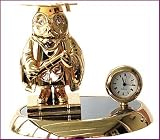 Owl Clock Swarovski Crystal Decorated & 24K GP