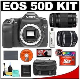 Canon EOS 50D Digital SLR Camera Body + Canon EF-S 18-55mm IS Lens + Canon EF 75-300mm III Lens + 8GB CF Memory Card + BP-511 Battery + Case + Cameta Bonus Accessory Kit