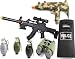 G36 Machine Gun with Flashlight and sounds and vibration, large uzi with sounds, lights, vibation, magnifying binoculars, police riot shield, 3 Realistic sounding and exploding Grenades for kids with removable pins