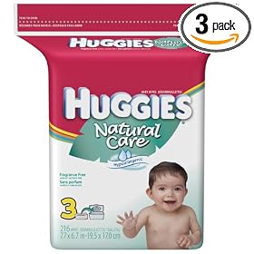 Huggies Natural Care Fragrance Free Baby Wipes Popup Refill, 216-Count Pack (Pack of 3)